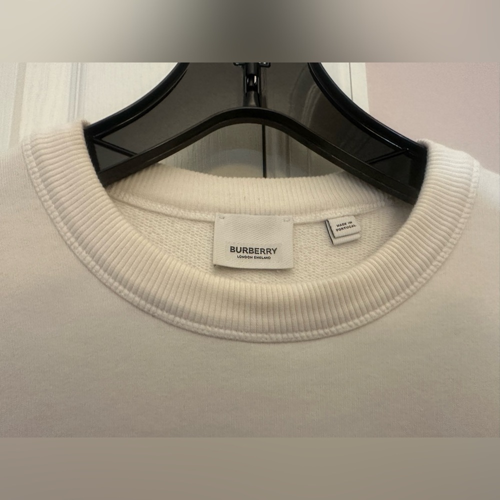 Burberry White Crewneck Sweater with Black Accents - Picture 2 of 3
